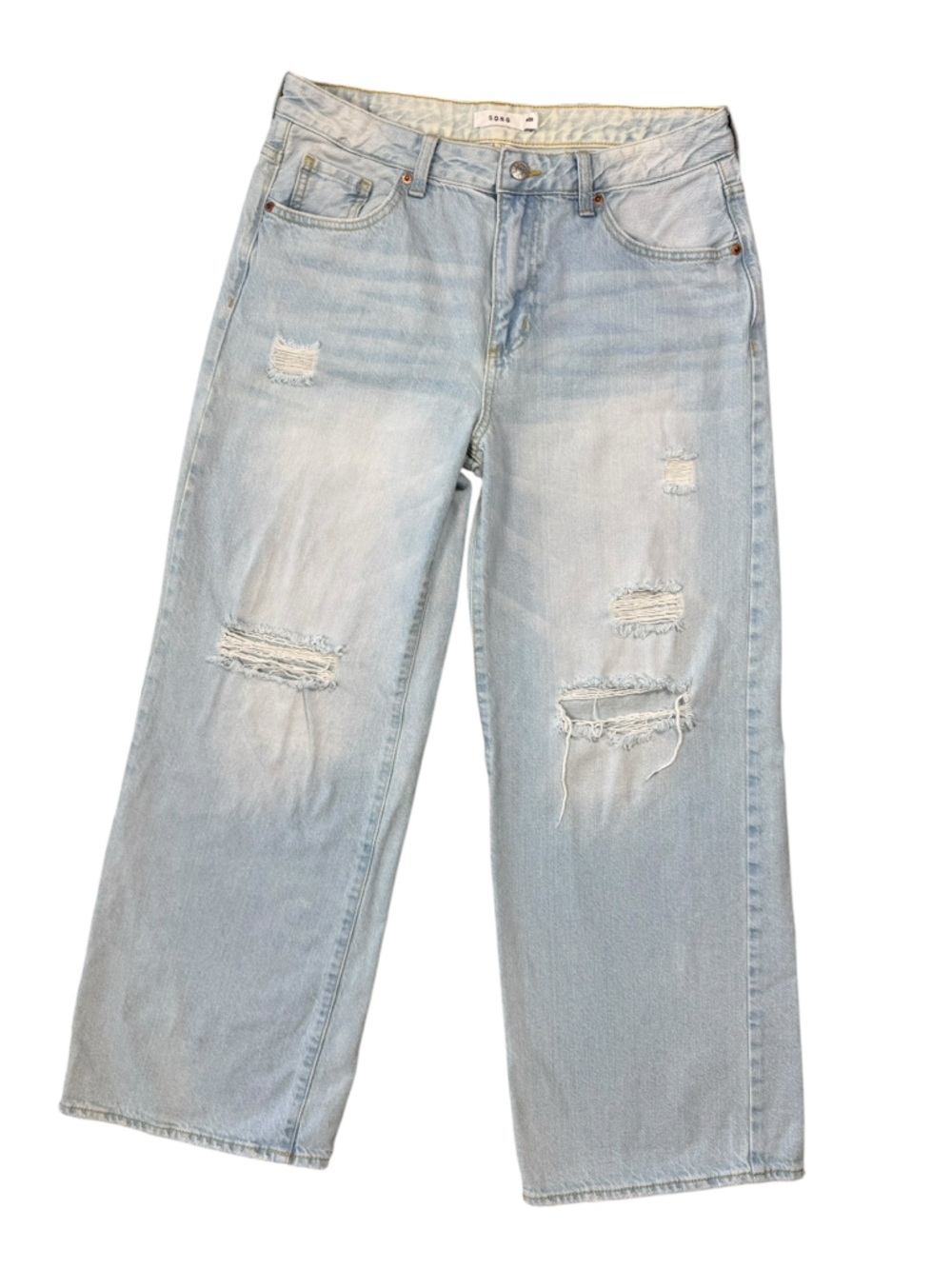 S.O.N.G Light Wash Distressed Wide Leg Jeans Size 9/29